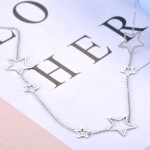 Ocelový náhrdelník Lauro - chirurgická ocel, hvězdy, Stříbrná 40 cm + 5 cm (prodloužení)