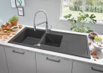 GROHE - Dřezy Kompozitní dřez K400 s automatickým odtokem, 1160x500 mm, granitová černá 31643AP0