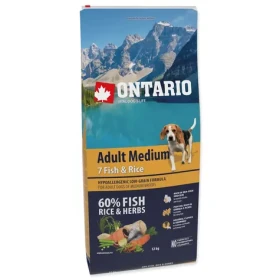 Ontario Adult Medium Fish Rice 12kg / Granule pro dospělé psy (214-10678)