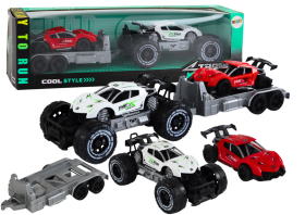Mamido Terénní auto s vlečným vozíkem a sportovním autíčkem bílé