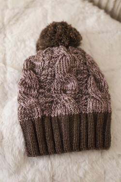 Čepice Paris fleece K213 hnědá+pudrově růžová UNI