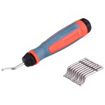 EXTOL PREMIUM 8803680 Odjehlovač univerzální, dřík 3,2mm, HSS M35, 10ks náhr. čepelí