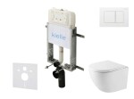 Kielle - Genesis New Set předstěnové instalace, kompaktního klozetu Oudee, Vortex Rimless+, sedátka softclose a tlačítka Gemini New III, lesklá bílá 30528SZ43
