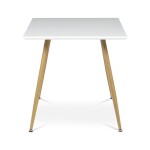 Stůl jídelní 140x80, MDF, bílá matná deska, kovové nohy v barvě dubu.