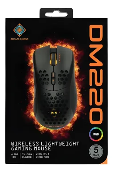 Deltaco DM220 černá / Herní myš / RGB / bezdrátová (Bluetooth/2.4 GHz) / 4800 DPI / 7 tlačítek (GAM-120)