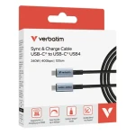 Verbatim Sync Charge USB-C na USB-C 120cm černá / Nabíjecí a datový kabel / 240W / 40 Gbps / USB4 / PD 3.1