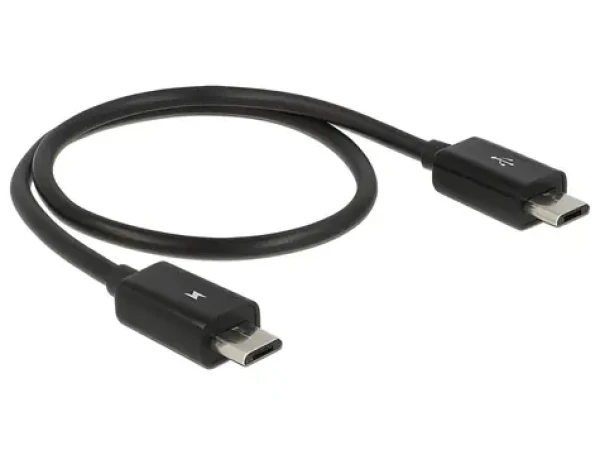 DeLock / OTG napájecí kabel / Micro USB-B - Micro USB-B / 0,3 m / černá (83570)