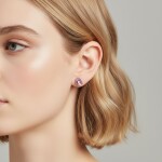 Náušnice ve tvaru ibišku se zirkonem - stříbro 925/1000, Stříbrná