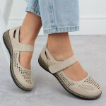 Dámská prolamovaná obuv na suchý zip béžová Unisoft 7026 37