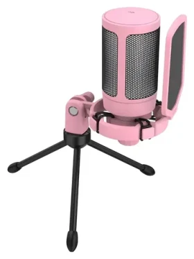 FIFINE A6V růžová / Stolní mikrofon / Kardioidní / RGB podsvícení / USB-C / stativ (A6VP)