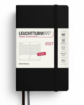 Denní plánovač Black, Pocket A6 2027, anglicky