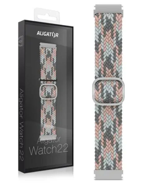 Aligator Řemínek textilní 22mm / růžovo-šedý (22AW0024)