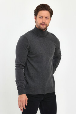 Lafaba Men's Anthracite Turtleneck Basic Knitwear Sweater