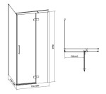CERSANIT - JOTA rohový sprchový kout - (80x80X195) průhledné sklo - chrom, PRAVÝ S160-006