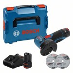 BOSCH GWS 12V-76 Professional + 2x aku / Aku úhlová bruska / 76 mm / 2x baterie GBA 12V 3.0Ah (0.601.9F2.00B)