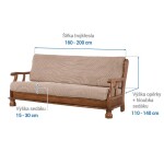 Super strečové potahy NIAGARA oříšková trojkřeslo s dřevěnými rukojeťmi (š. 160 - 200 cm)
