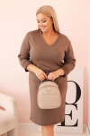 Dámské šaty Plus Size máslové s výstřihem do V a rukávem fango UNI