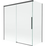 MEXEN/S - Rox vanová zástěna 2-křídlová posuvná 150 + 70 x 150, transparent, grafit kartáčovaná 8C9-150-070-66-00