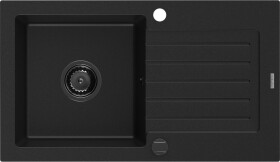 MEXEN/S - Pablo granitový dřez 1-miska s odkapávačem 752 x 436 mm, černý, černý sifon 6510751010-77-B