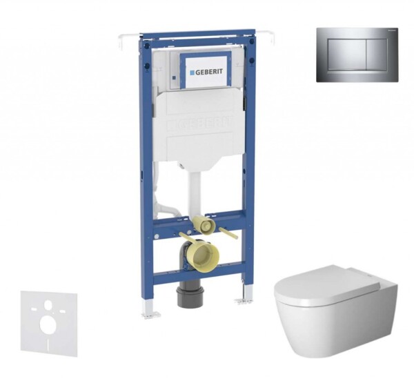 GEBERIT - Duofix Set předstěnové instalace, klozetu a sedátka Duravit ME by Starck, tlačítka Sigma30, Rimless, SoftClose, lesklý chrom/chrom mat SANI11CP1104