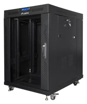 Lanberg FF01 15U 19" černý / Stojanový rozvaděč / 600×800 mm / Skleněné dveře / LCD panel / Nosnost 1200 kg (FF01-6815-12BL)