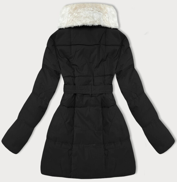 Černá dámská bunda obšitá kožešinou se stojáčkem J Style (16M9165-392) odstíny černé L (40)