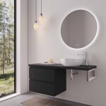 CERANO - Koupelnová skříňka Carole - černá matná + deska pod umyvadlo Navira Pro - 36 mm + konzole chrom - 160x46x51,6 CER-606231