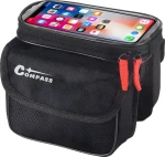 COMPASS Cyklotaška na rám oboustranná / Brašna na kolo / 2× 0,9 l / kapsa na telefon do 6,7"