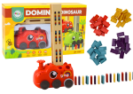 Mamido Červené autíčko dinosaurus na baterie s barevným domino 4 barvy kostek