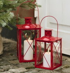 Ib Laursen Lucerna Small Square Red, červená barva, sklo, kov