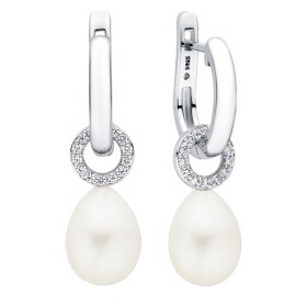 Luxusní náušnice s bílou 8.5-9 mm perlou Shakira, stříbro 925/1000, Bílá