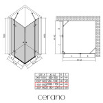 CERANO - Sprchový kout Marino Duo L/P - 6 mm - černá matná, transparentní sklo - 110x110x190 - pantový CER-423042