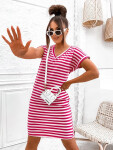 Růžovo-bílé dámské bavlněné letní pruhované šaty (762) odstíny růžové L (40)