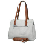 Trendy dámská koženková kabelka na rameno Remiga, světle šedá