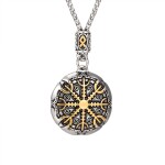 Pánský náhrdelník Vikingský kompas - VEGVISIR, oboustranný přívěsek, Zlatá 60 cm Náhodná
