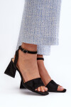 Dámské sandály na podpatku z eko semiše Černé Vinceza 17328 38