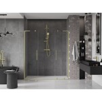 MEXEN/S - Velar L Duo posuvné sprchové dveře 170, transparent, zlatá kartáčovaná 871-170-003-02-55