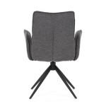 Židle jídelní, šedá látka, 360° vratný mechanismus, černý kov