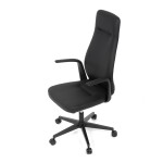 Kancelářské křeslo, černá ekokůže, houpací mechanismus s aretací ve 3 polohách, kovový kříž, kolečka pro tvrdé povrchy
