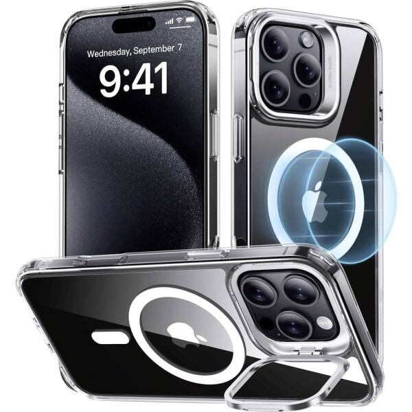 ESR Classic Hybrid HaloLock Case + Stash Stand zadní kryt na mobil Apple iPhone 16 Pro Max transparentní Kompatibilní s MagSafe