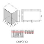 CERANO - Sprchový kout Lantono L/P - 8 mm - Soft-Close - černá matná, transparentní sklo - 110x90x195 - posuvný CER-433094