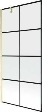 MEXEN/S - Next vanová zástěna FIX 90 x 150, černá vzor, zlatá kartáčovaná 895-090-000-00-77-55