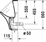 DURAVIT - DuraStyle Pisoár, elektronické ovládání, zadní přívod vody, Rimless, s WonderGliss, bílá 28063100001