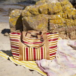 MADAM STOLTZ Taška Stripes Recycled, hnědá barva, textil