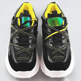 Černé dámské sneakersy se dvojitými tkaničkami (7001) Barva: odcienie czerni, Velikost: XL (42)