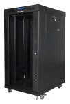 Lanberg 22U 19" černý / Stojanový rozvaděč / 600x800 mm / Flat pack / Skleněné dveře (FF01-6822-12BL)