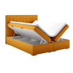Čalouněná postel Charlize 160x200, žlutá, vč. matrace a topperu
