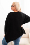 Svetr dámský Plus Size s akrylem volného střihu a rukávem 3/4 černý UNI