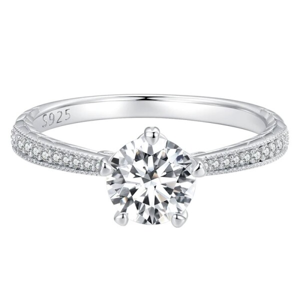 Stříbrný prsten Yara 1 ct MOISSANITE + CERTIFIKÁT, 54 Stříbrná certifikát GRA, hadřík na čištění stříbra, dárková krabička