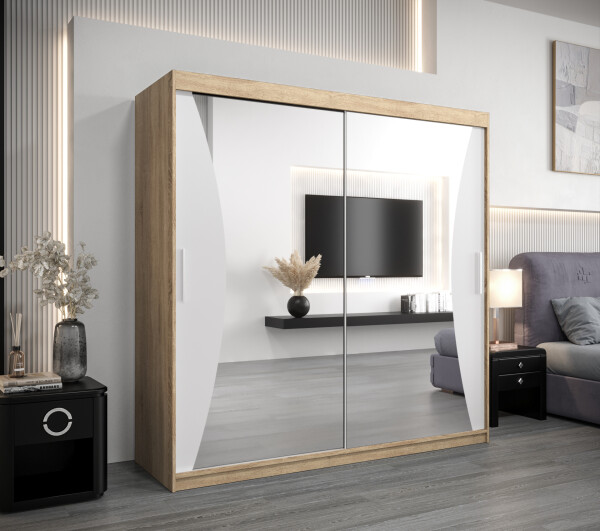 Šatní skříň Abi Mo Dveře: Dub sonoma, Rozměr: 200 cm, Korpus: Bílá